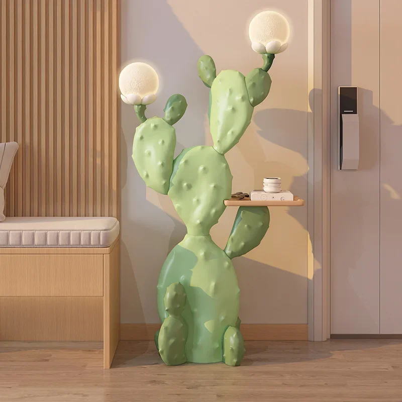 Imagem -03 - Criativo Nordic Home Decor Fresh Green Cactus Estátua Indoor Fashion Figurines Sala de Estar Piso Grande Simulação Planta Escultura