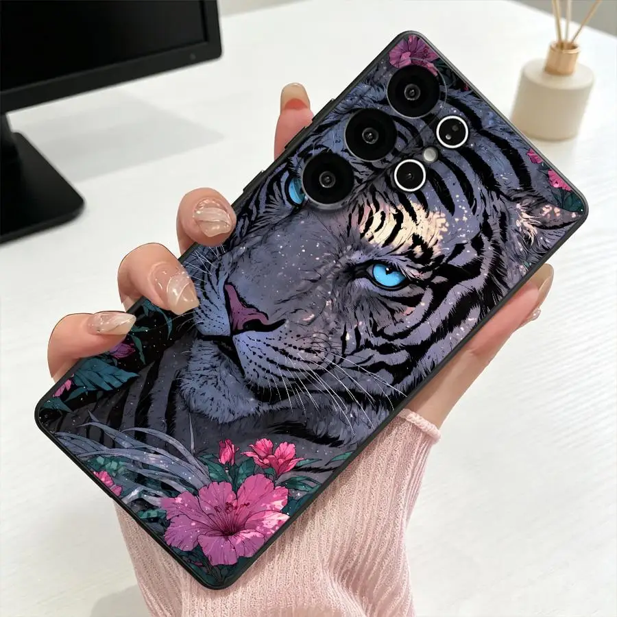 Case for Samsung Galaxy S26 Ultra S23 S24+ S20 S25+ S25 Plus S21 FE S26+ S10 S9 S24 Note 20 8 9 10 Phone Cover White Tiger