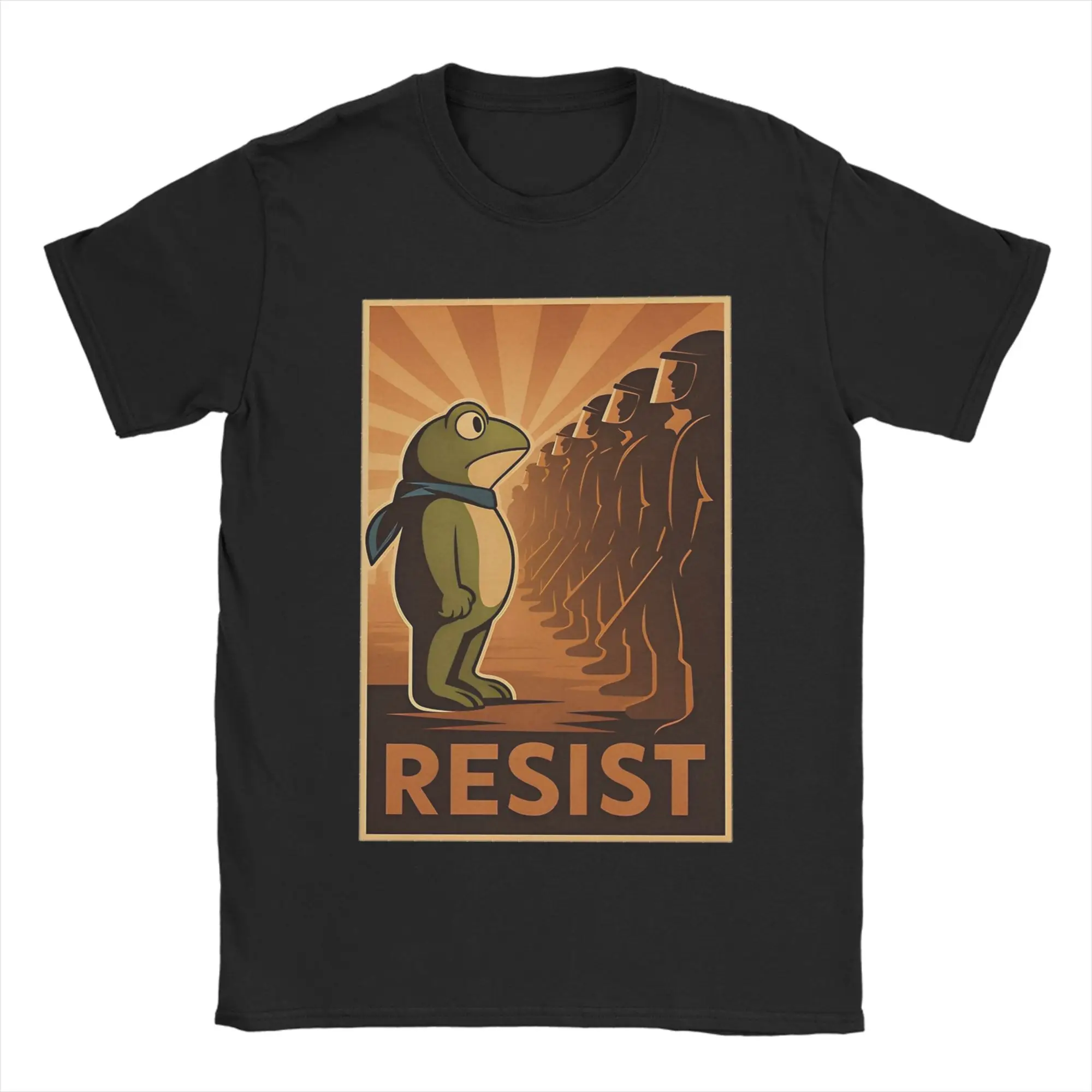 Portland Frog Resist Frog  Men's T Shirt  Casual Tees Short Sleeve Round Neck T-Shirts Pure Cotton Plus Size Clothing