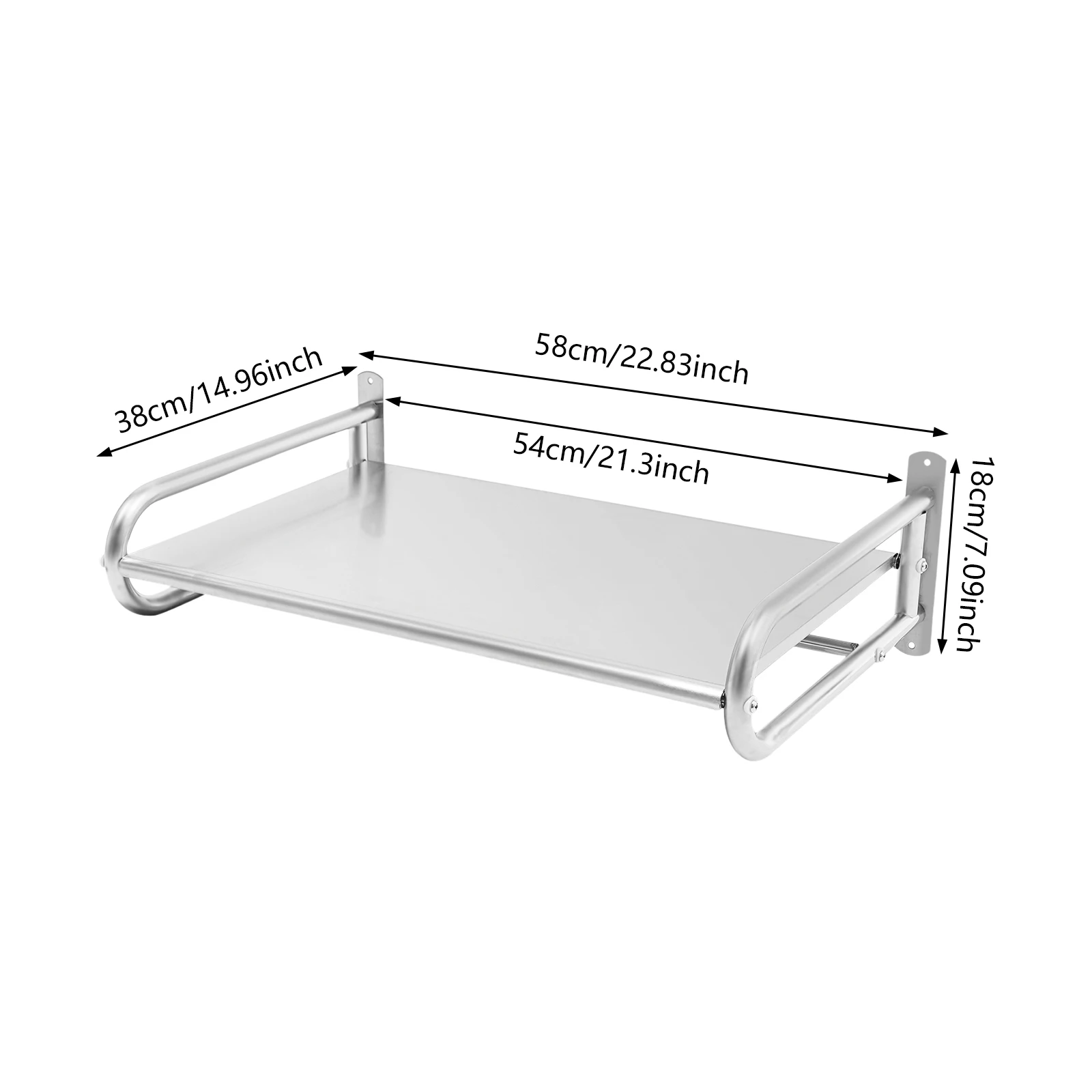 Настенная полка для микроволновой печи, 44,09 фунтов, несущая нагрузка, 6 подвижных крючков, боковой барьер для кухни, столовой, ресторана