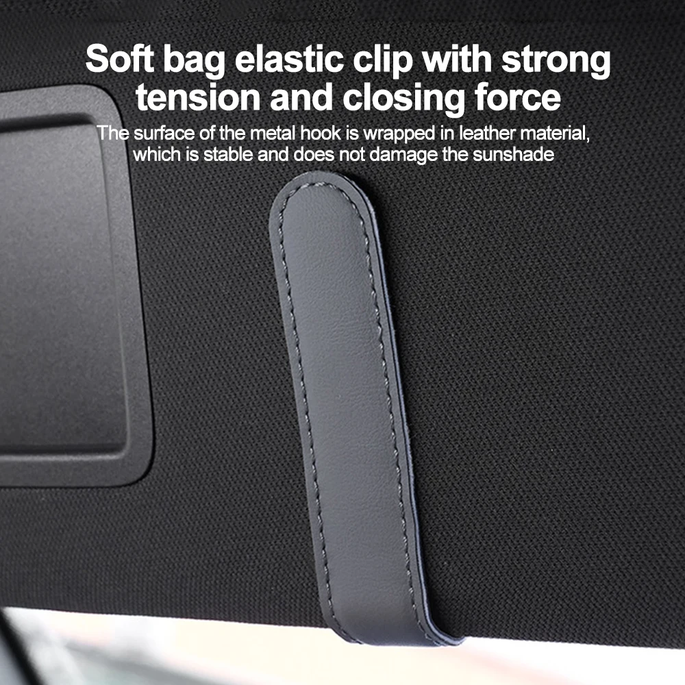 Universal Car Sunglasses Holder Magnetic Eyeglass Hanger Clip Magnetic Leather Eyeglass Hanger Clip Car Accessories image 6