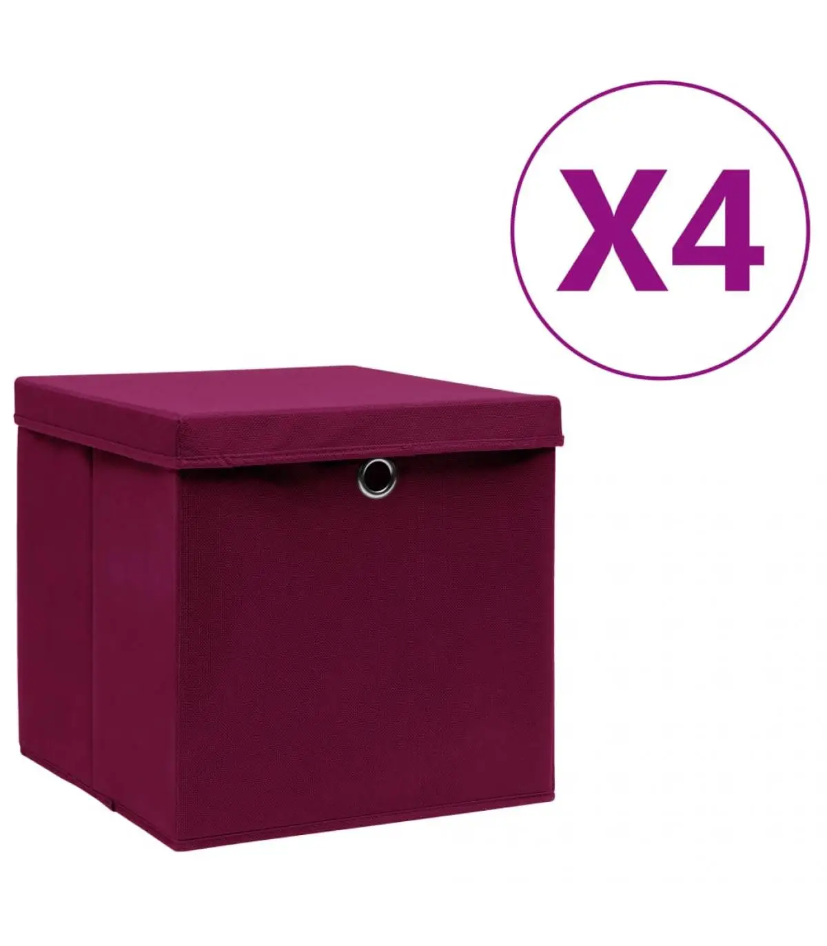 Storage baskets storage boxes with lid 4 PCs 28x28x28 cm dark red