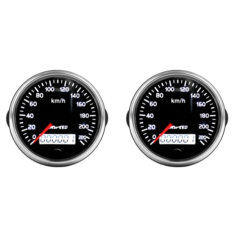 2X CNSPEED Universal Speedometer 12V/24V Odometer 85Mm 220Km/H For Car Motorcycle LCD Tachometer