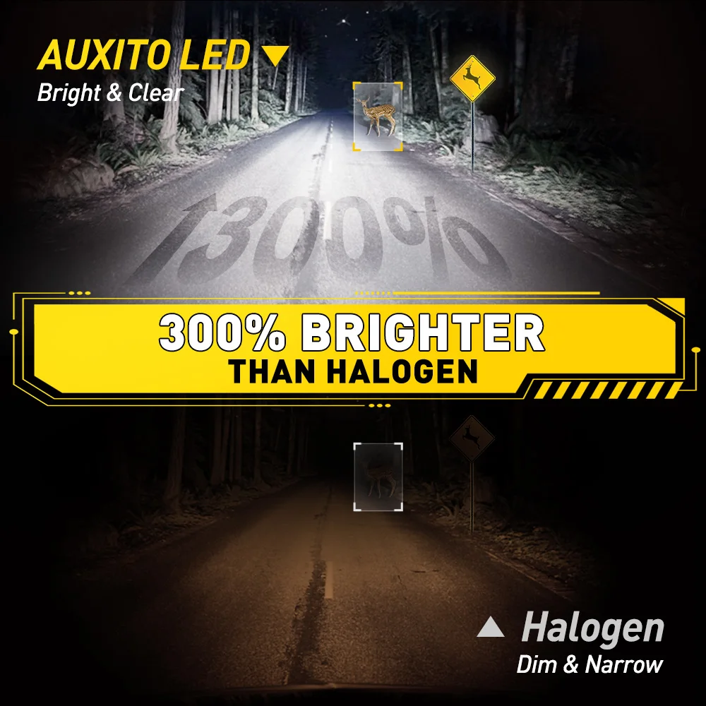 AUXITO 2Pcs Fanless H7 LED Headlight Bulb Mini Wireless 6500K CSP for Car Headlamp Auto Diode Lamps H7 LED 12V Automobile White