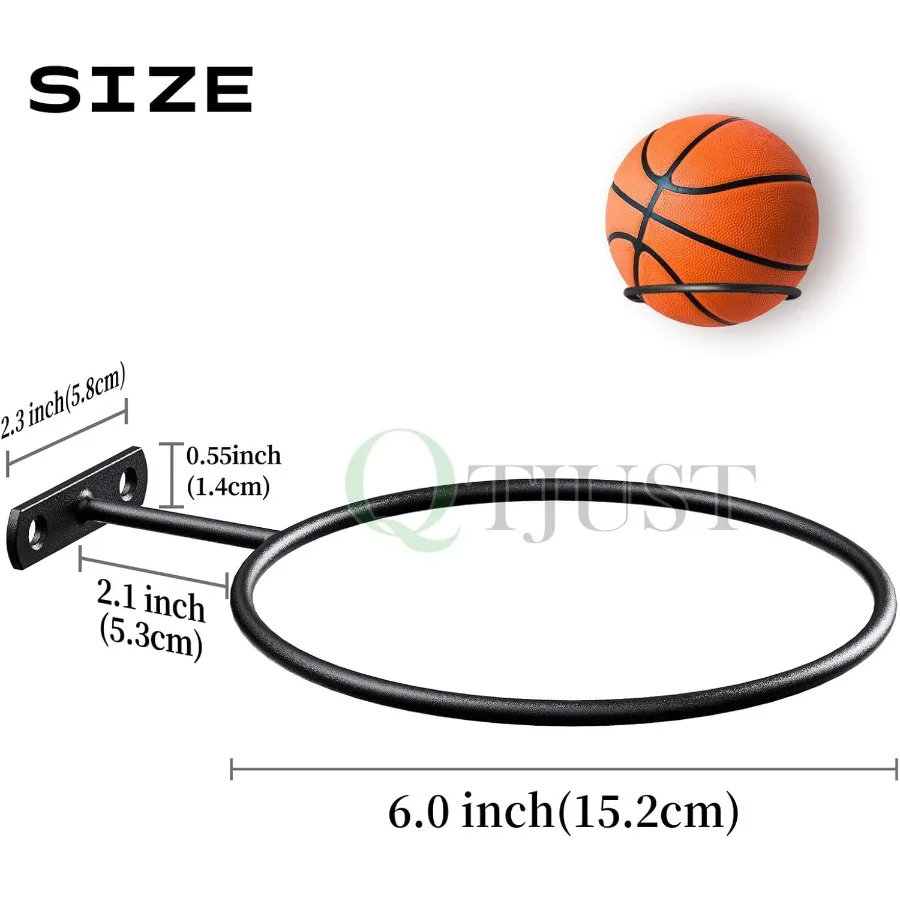 Настенный дисплей для хранения мячей, универсальная стойка для мячей, металлическая черная стойка, держатель, экономия места для баскетбола, футбола, волейбола So