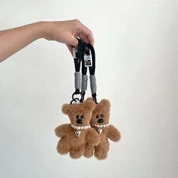 LLavero de oso de peluche Kawaii para niñas, colgante de muñeca de oso de peluche suave, decoración de bolso, adorno de mochila lindo