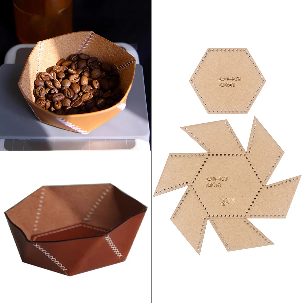 DIY Retro Desktop Storage Tray Sewing Patterns, Kraft Paper Templates, DIY Leather Handmade Crafts Stencils