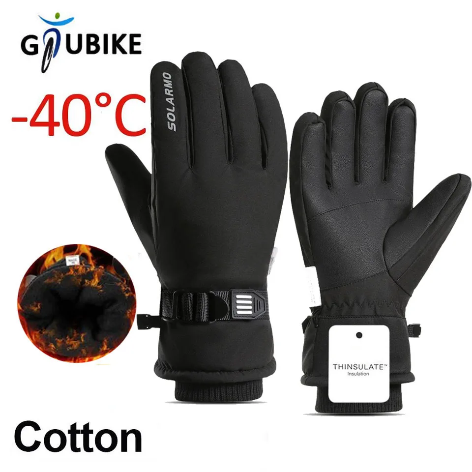 

GTUBIKE Men Winter Waterproof Cycling Gloves Outdoor Sports Motorcycle Ski Touch Screen Fleece Gloves Non-slip Warm Full Fingers