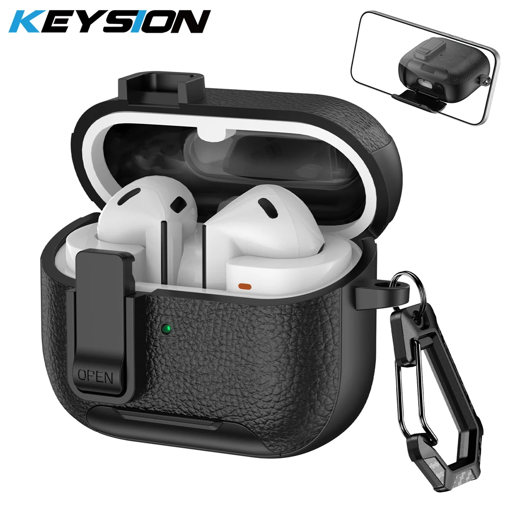 

KEYSION с карабиновым замком, защитный чехол-подставка для телефона для Samsung Galaxy Buds 3 Pro Buds3 FE, мягкий силиконовый + противоударный чехол для ПК