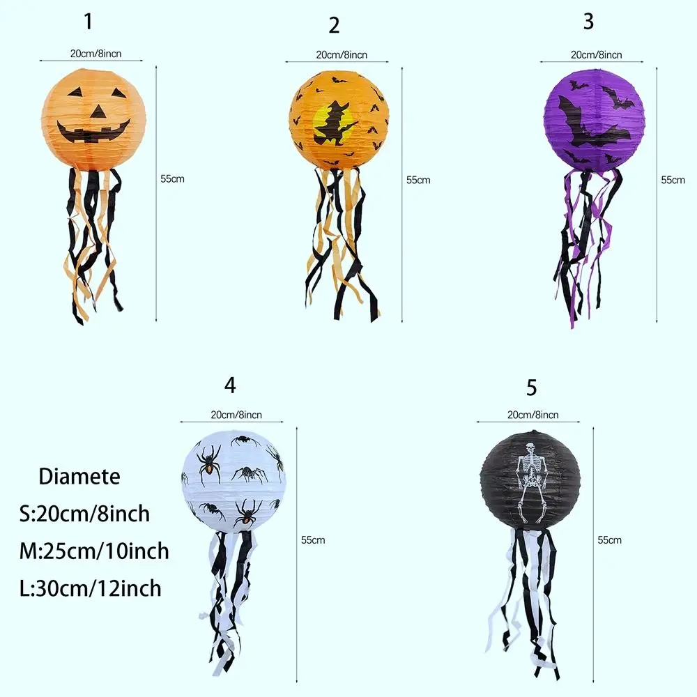 Bat Halloween Paper Lanterns Skeleton Pumpkin Hangingn Tassels Lantern With Tassels Paper Ghost Lantern Arrangement