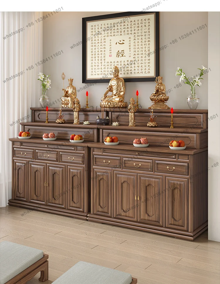 LSTable Incense Case Household Black Walnut Solid Wood Tibetan Three-layer Table