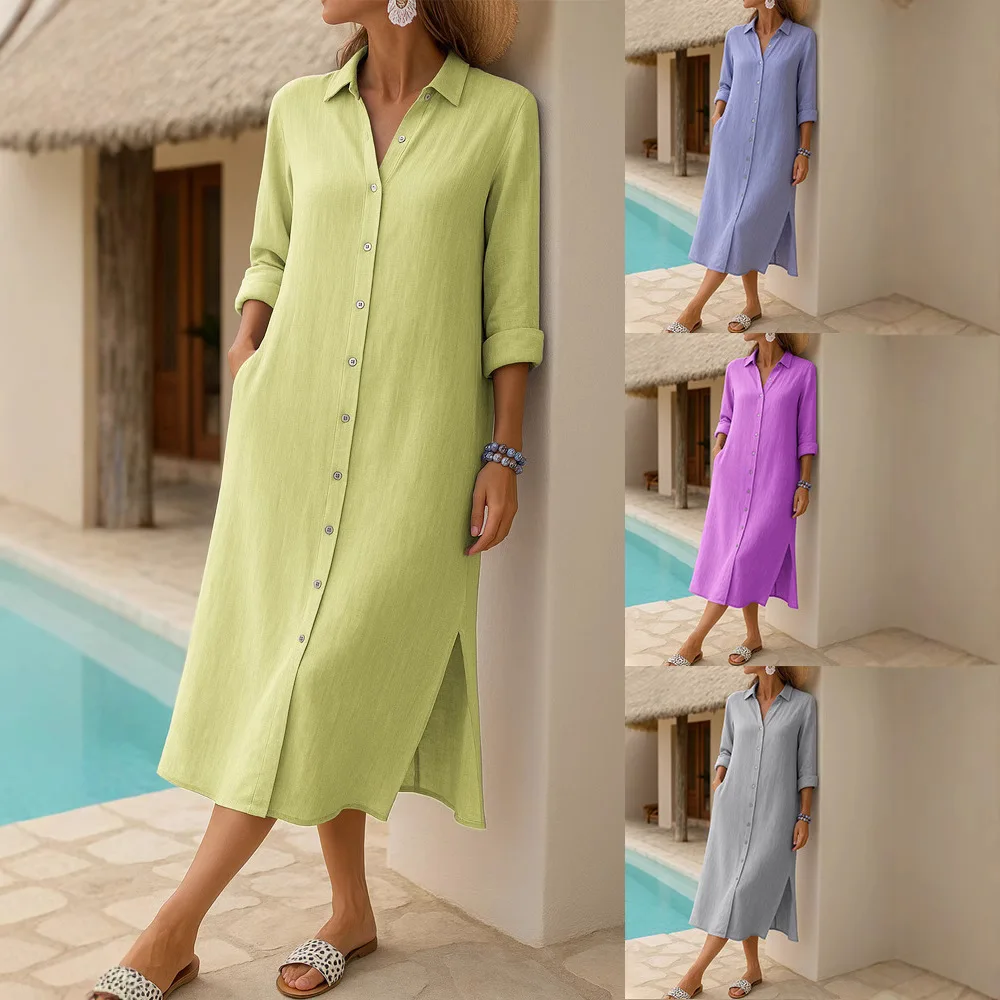 Women's Long Dresses Spring Autumn Women's Shirt Dress Baju Perempuan 가을원피스 Long Sleeve Dresses Vestido Elegante Mujer