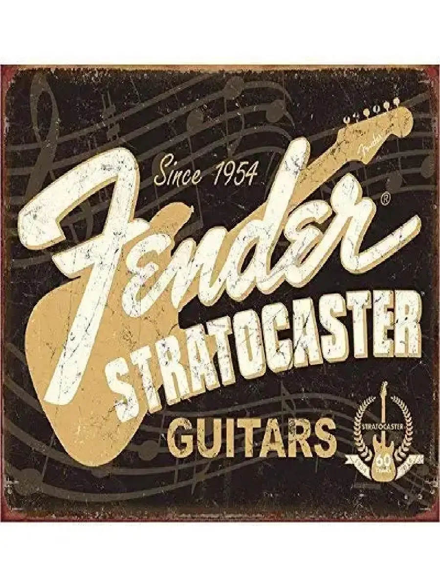 Retro Tin Sign Wall Decor  Fender Stratocaster Guitar Metal Poster for Bar Bistro Club Home  Vintage x cm