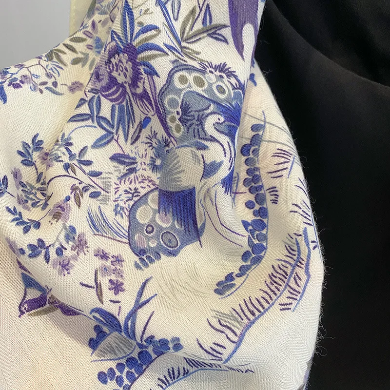Neue Baumwoll-Bandanas mit Blumendruck, 70 cm, quadratisch, Damen-Stirnband, Zubehör für Mädchen, Sonnenschutz, Haarschal, Taschentuch, Halstuch – Detail 6