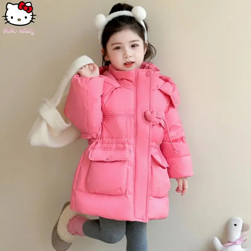 

Детская кавайная новая утолщенная хлопковая одежда в стиле аниме, осенне-зимняя теплая хлопковая куртка средней длины, пальто с героями мультфильмов для девочек, куртка, топы