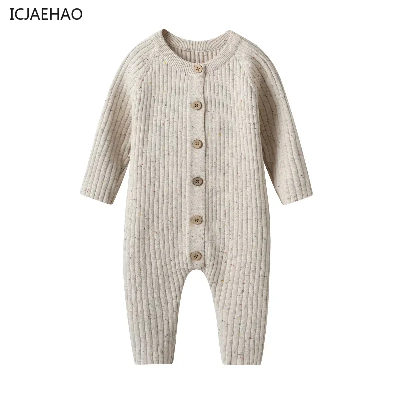 ICJAEHAO 2024 Newborn Baby Sweater Jumpsuit Autumn Winter Solid Color Knitted Climbing Rompers Boys Girls Knitted Outfit Clothes