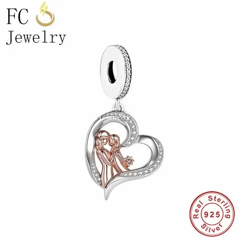 FC Jewelry Fit Original Charm Bracelet 925 Silver Mother And Daughter Best Friends Forever Bead For Making Mother's Day Berloque