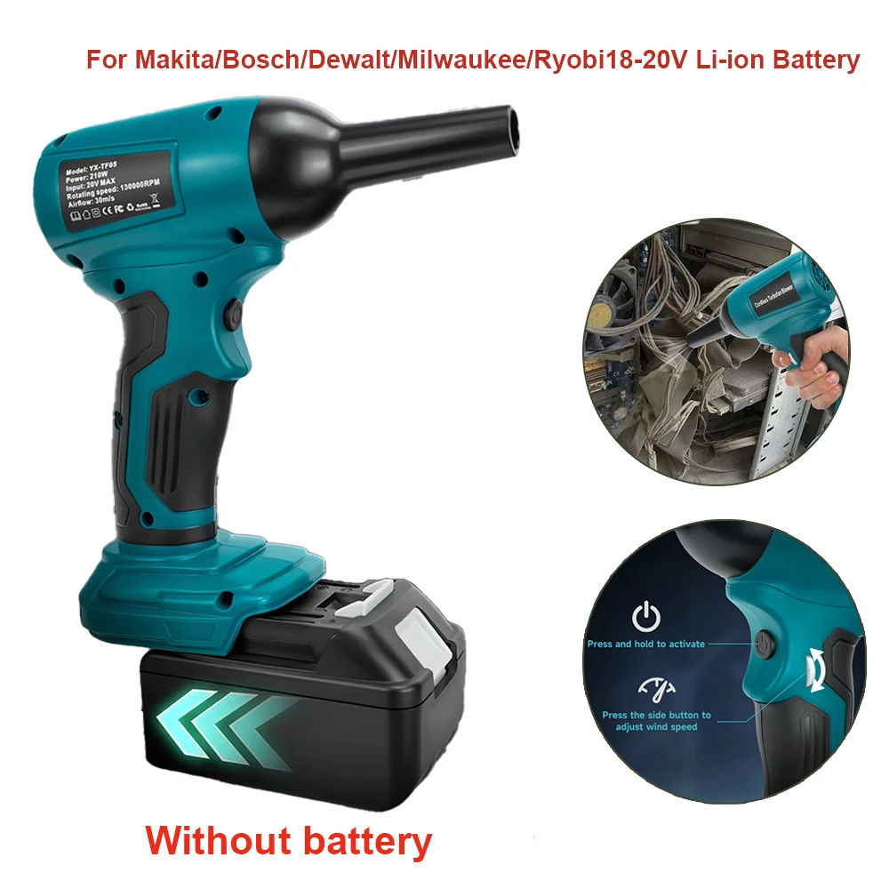 

Для Makita/Bosch/Dewalt/Milwaukee/Ryobi18-20V литий-ионный аккумулятор, регулируемая, бесплатная насадка, портативный струйный турбовентилятор