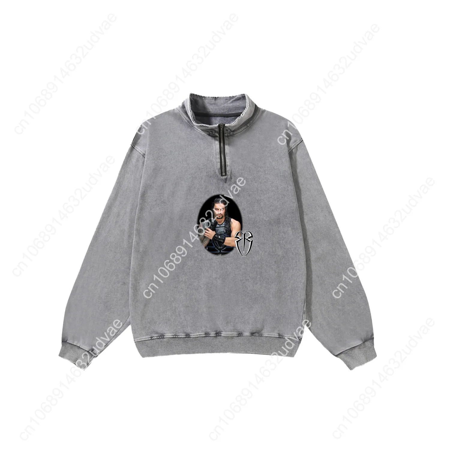 Roman Reigns Retro Sweatshirt Man Woman Teenager Vintage Pullover Half Zipper Sweat Shirt Photo Custom Made Tops Sleeved Tshirt