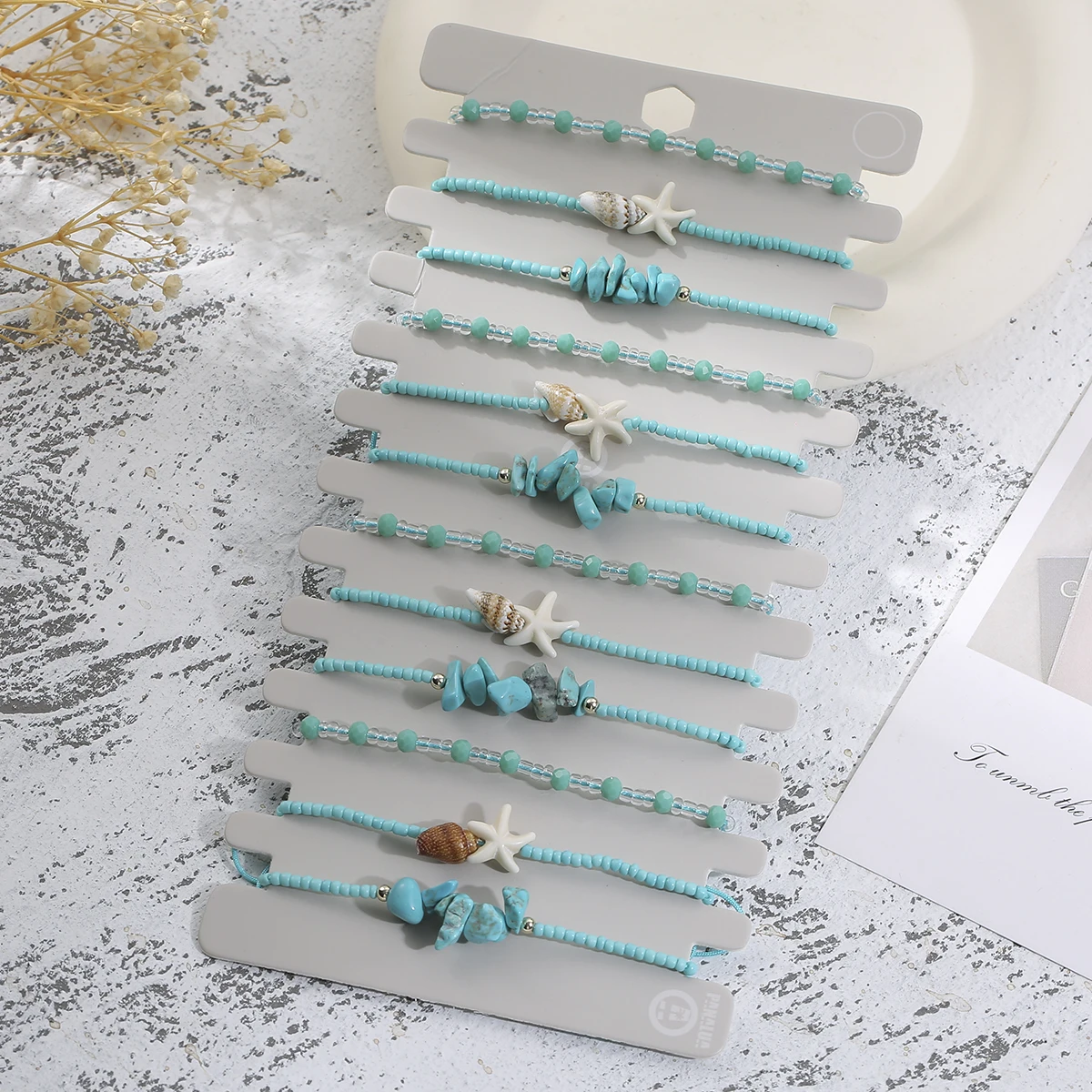 12 stücke Shell Seestern Conch Charms Armband Set Geflochtenen Seil Armband Set Handgemachte Einstellbare Armbänder Für Frauen Schmuck Geschenke ﻿