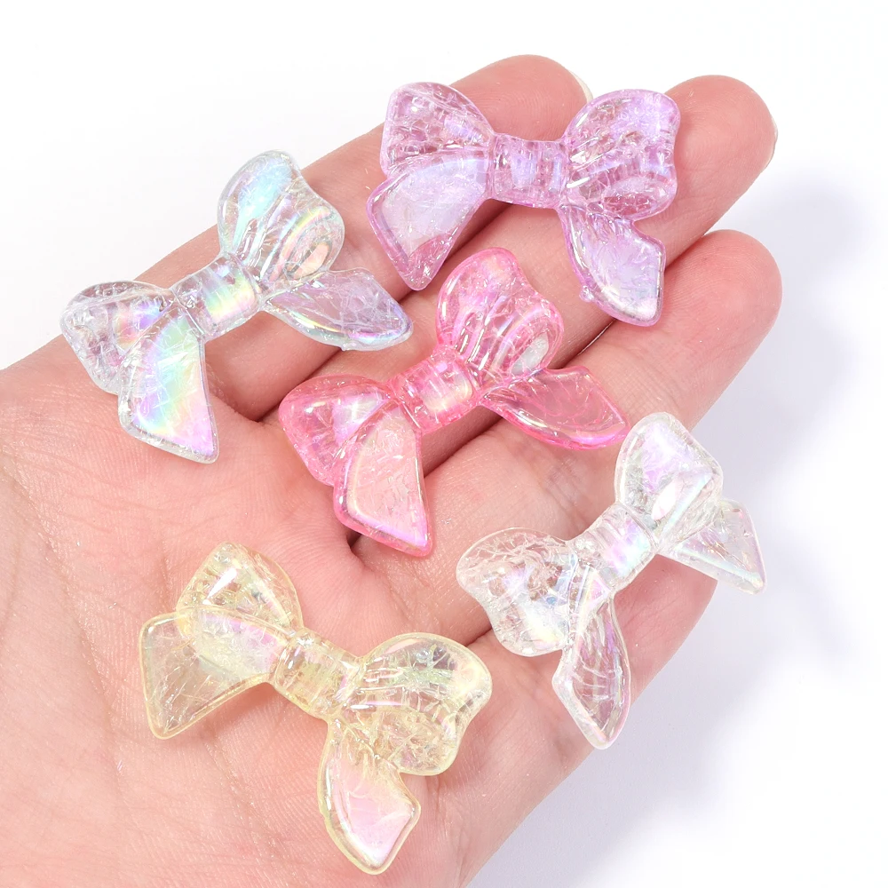 

10pcs 31*24mm Transparent AB Small Bowknot Shiny Beads DIY Keychain Ornaments Material Creative Making Accessories