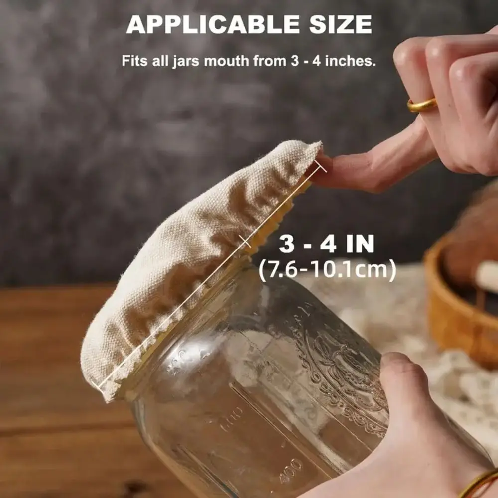 1/2PCS Cotton Cloth Cloth Covers Portable Multifunction Dust Cover Reusable Fermentation Bottle Cover Fit Jars Mouth from 8-10cm