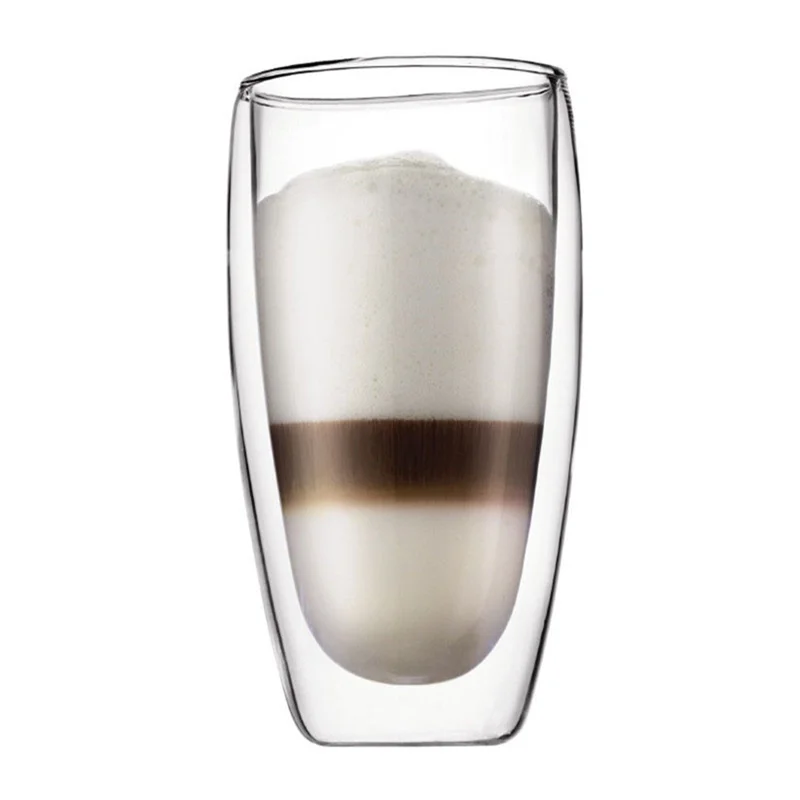 650ml Double Wall Glass Mug Clear Resistant Handmade Kungfu Tea Mug Coffee Milk Juice Lemon Healthy Drink Double Layer Glass Mug