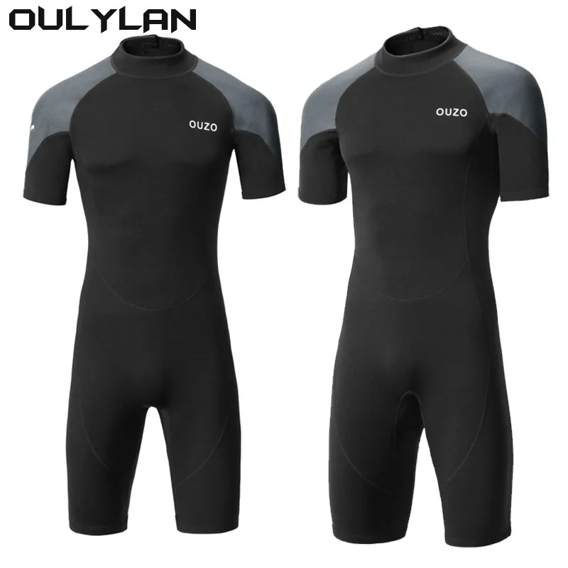 Oulylan One-Piece Scuba Diving Suit 1.5mm Wetsuit For Men Women Neoprene Wetsuit Surf Short Sleeve Kitesurf Roupa De Mergulho