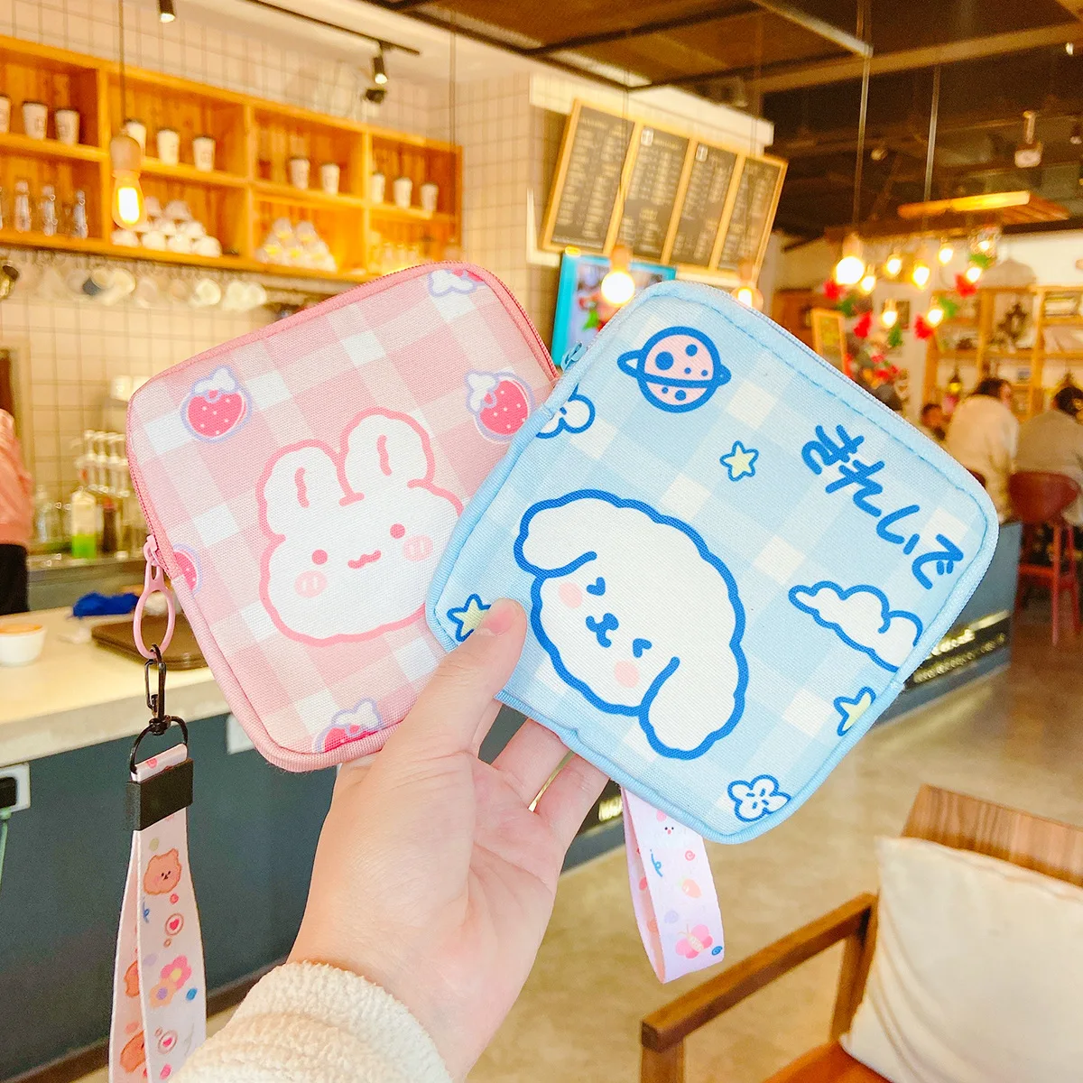 Korean Cute Bear Large Capacity Sanitary Napkin Pads Storage Bags Girls Cartoon Physiological Period Tampon Organiser Bag