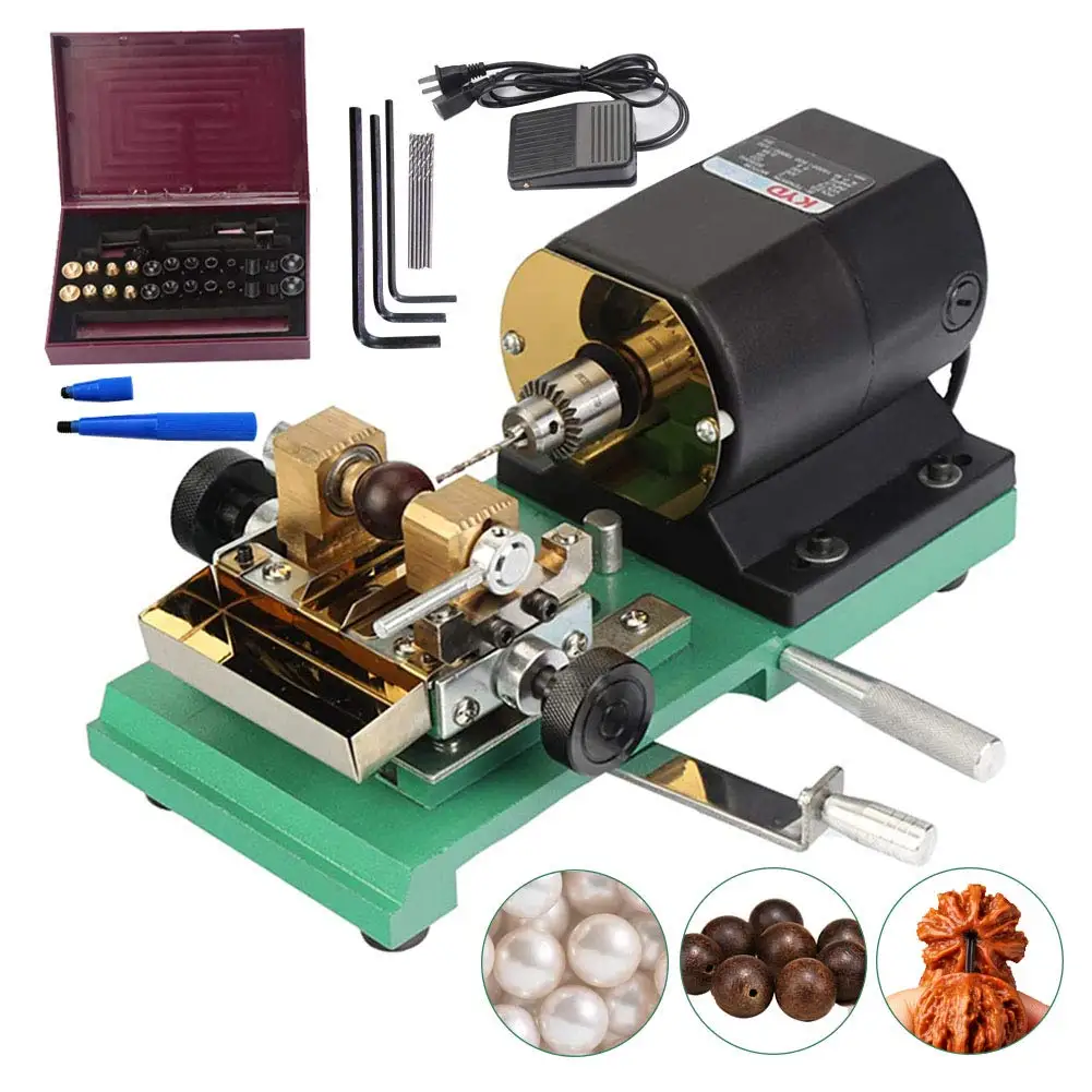 280W Pearl Drilling Machine Driller Full Set for Shell Coral Amber Stone Jewelry Tools with Stepless Speed Regulation Beads