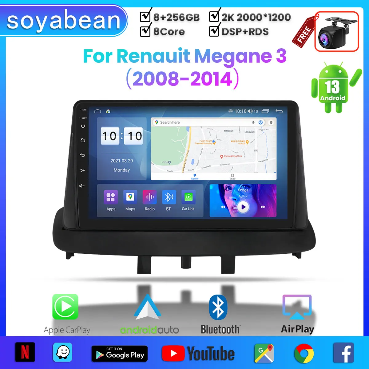 

Android 13 Car Radio for Renault Megane 3 Fluence 2008-2014, 9inch Multimedia Player with 4G Car Carplay & 2Din GPS Navigation