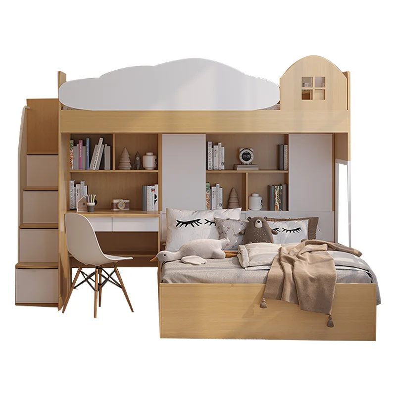Mother and child up and down  combination bed Multifunctional tatami high and low  Space saving bunk  Interlaced