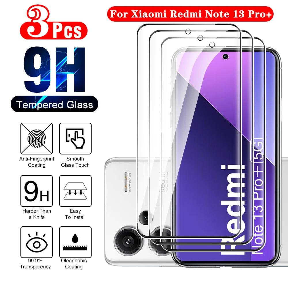 3pcs Readmi note13proplus 5G Anti-scratch protective glass For Xiaomi Redmi Note 13 Pro Plus Full glue curved screen protector