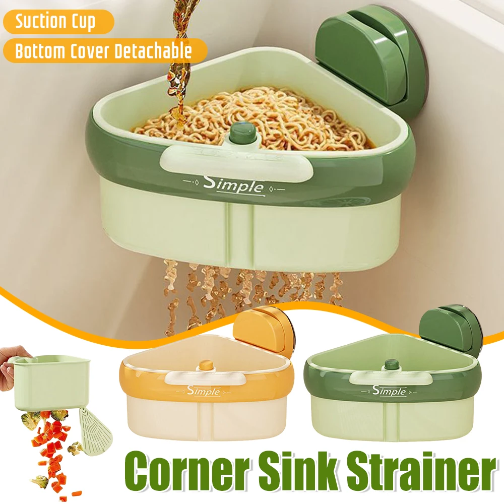 

1/2PCS Suction Cup Sink Corner Rack Strainer Drain Kitchen Garbage Tool Kitchen Sink Organizer Corner Over the Sink Strainer