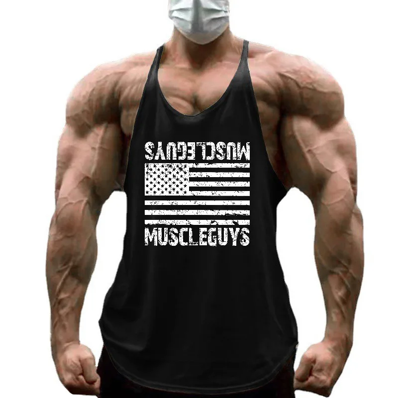 Men's Camping Breathable Running Vests Quick Dry Racerback Sleeveless Workout Tank Top Gym Shirt For Fitness Training Summer