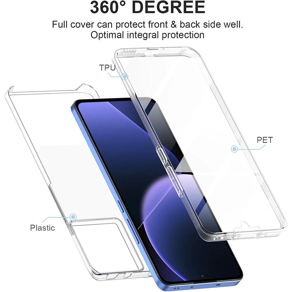 360 Full Body Cover Case For Xiaomi Mi 14 13 13T 12 12T 12X 11 11T Pro Lite Clear Hybrid Hard Screen Protection Soft Thin Shell