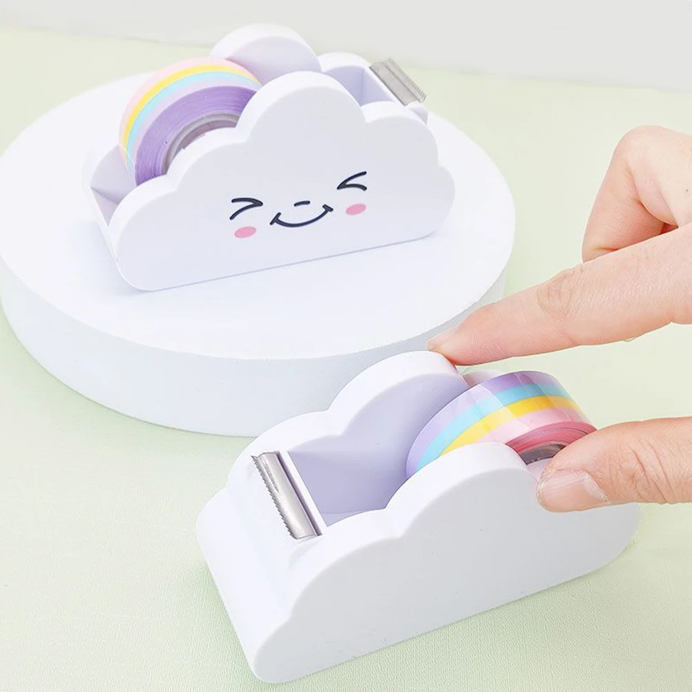 Regenboog Papierrolhouder Tape Dispenser Washi Bureau Leuke Desktop Kantoor Cloud Snijden Masking Lijm Cartoon Benodigdheden Machine