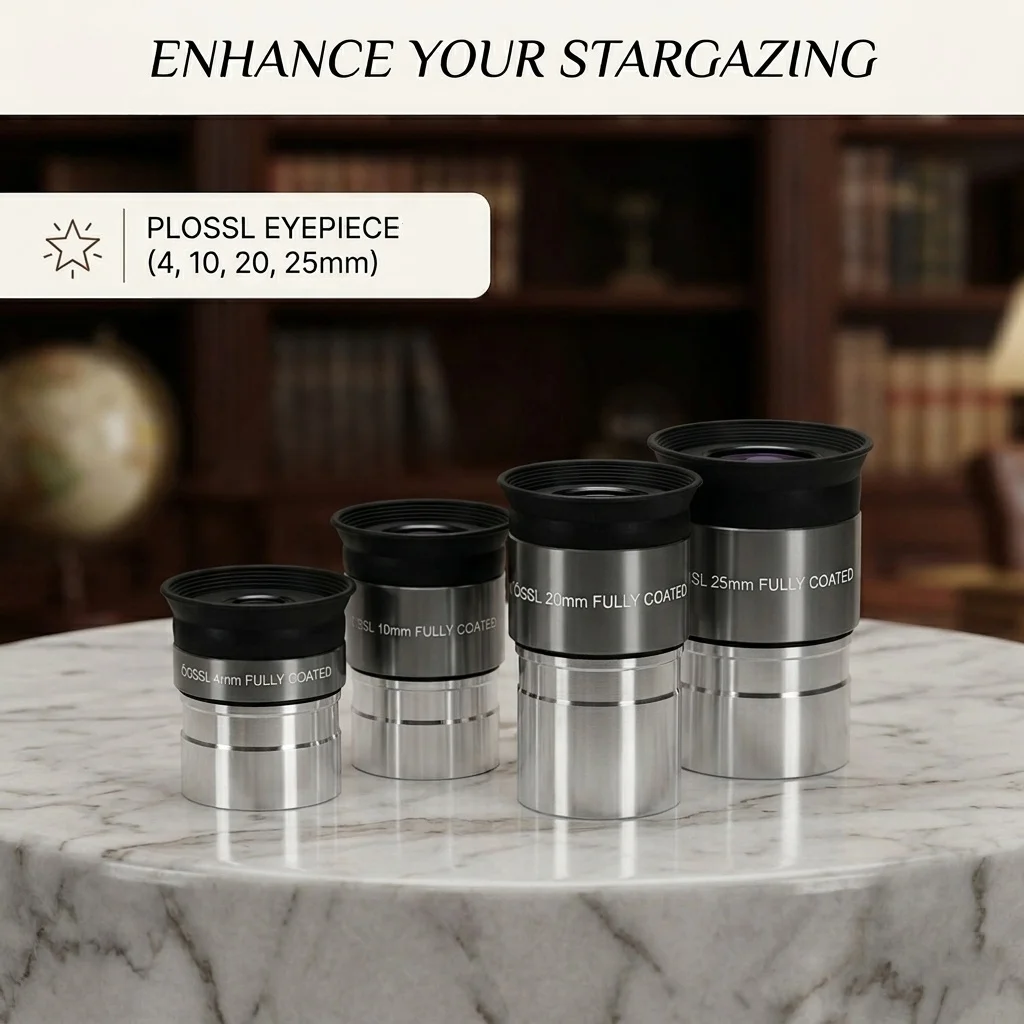 Professional Plossl Eyepiece 1.25 Inch FMC Telescope Accessories 4/10/20/25mm Focal Length for Planetary Moon Deep Sky Observati