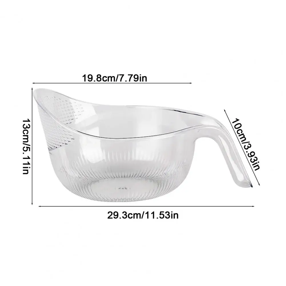 Drain Rice Basket Transparent Food-Grade Plastic Rice Vegetables Fruits Washing Basket with Ergonomic Handle Easy Lift Rice Wash