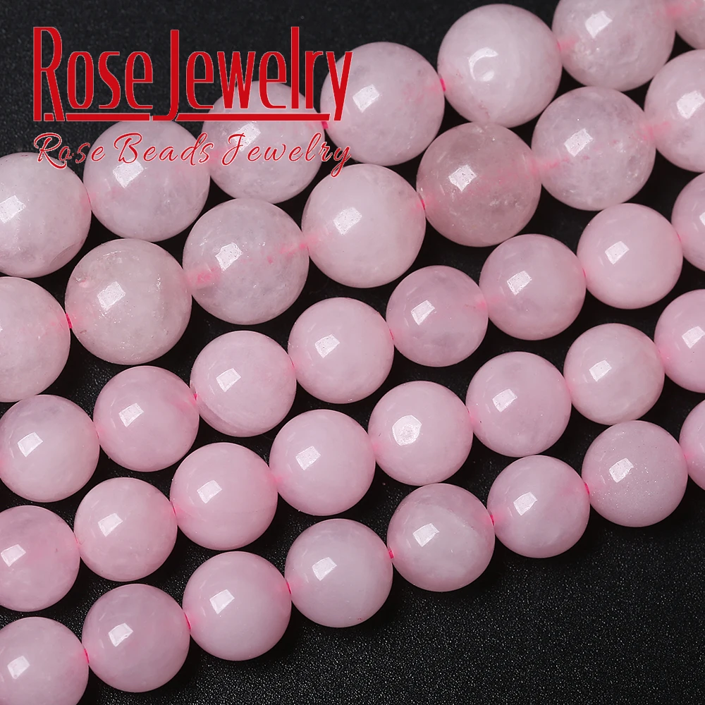 Natural Stone Rose Pink Quartz Pure Crystal Round Loose Beads 15