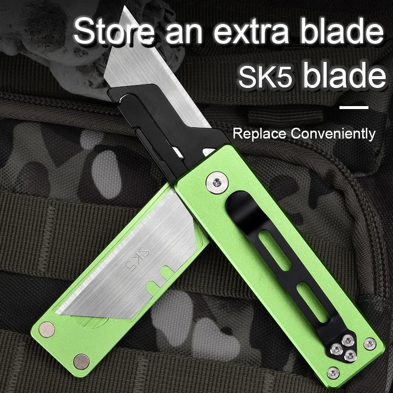 Aluminium Alloy Utility Knife EDC Folding Blade Knife Outdoor Hand Tool Sharp Box Paper Cutter Rotate Open Knives Replaceable