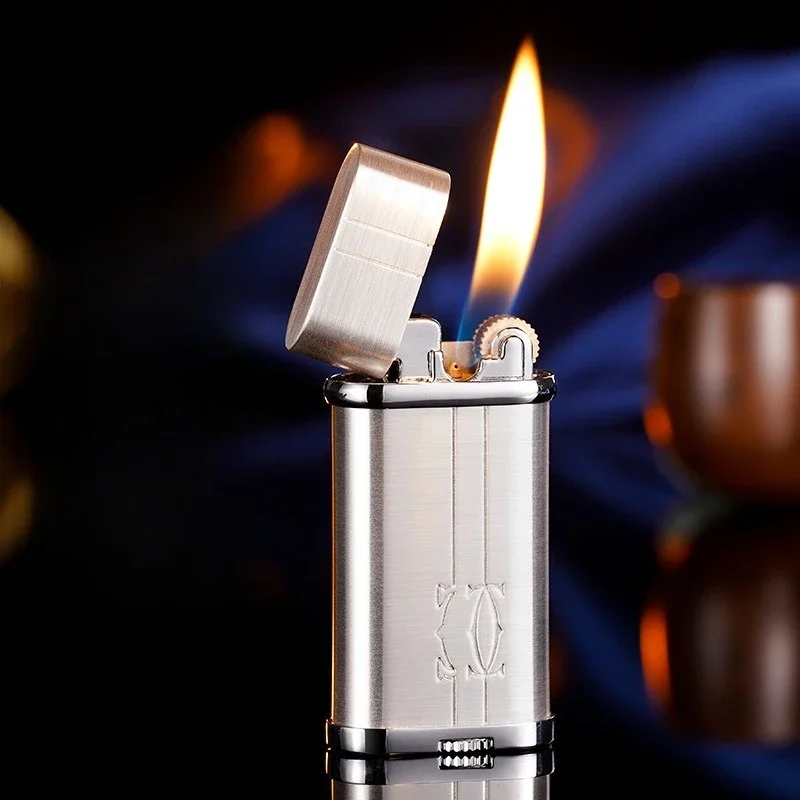 Metal Electroplated Resin Oblique Fire Inflatable Lighter Classic Grinding Wheel Ignition Portable Gas Lighters Pipe Lighter