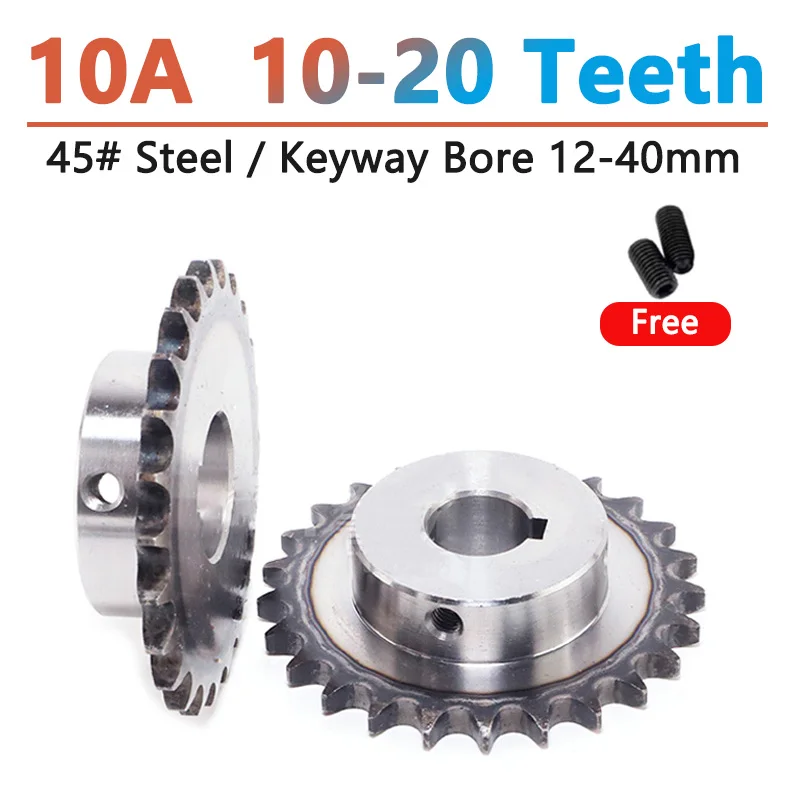 1pcs 10A Sprocket Wheel 45# Steel Chain Gear with Step 10 /11/12/13/14/15/16/17/18/19/20 Teeth Bore 12-40mm Pitch 15.875mm