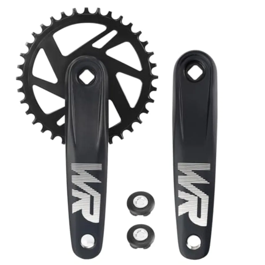 Mountain Bike Crankset 1 Piece/Single 32T/34T/36T/38T Charing Crank Set with 170mm Arm for Bicycle MTB, Compatible with Single