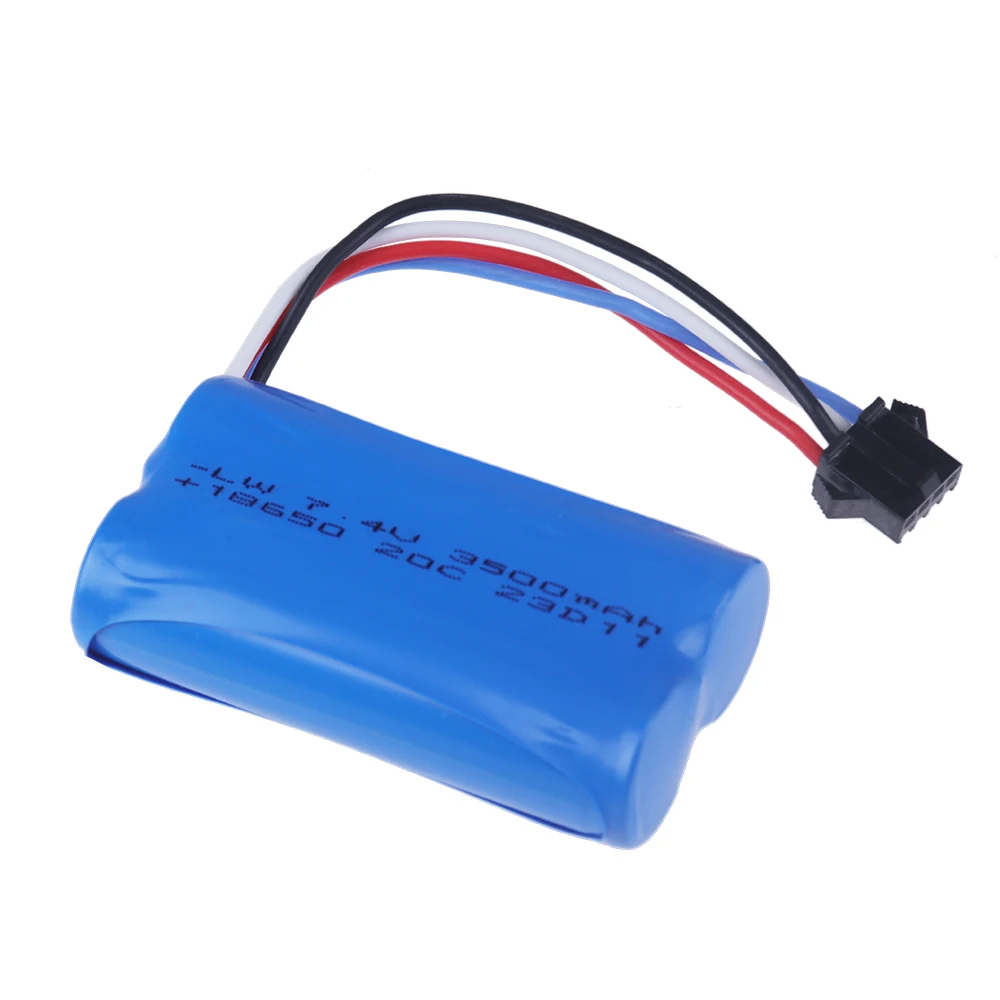 Batería de iones de litio 18650 7,4 V 3500mAh con enchufe SM4P y cargador USB para Udi007 Udi001 UDI002 UDI902 HJ806 960 961 962 RC Car Boats