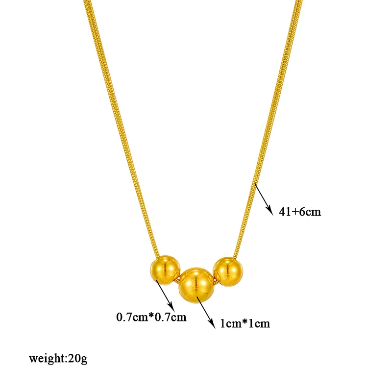 LAMENGLY 316L Stainless Steel Gold Color Beads Ball Pendant Necklace For Women New Fashion Girls 2-Layer Chain Jewelry Gifts