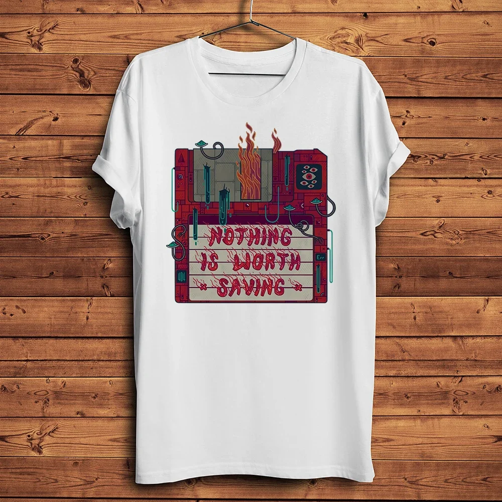 Floppy Disk Save Nothing,Funny Vintage Geek T Shirt,Short Sleeve Casual Unisex TShirt,Daily Streetwear Geeker Tee Breathable