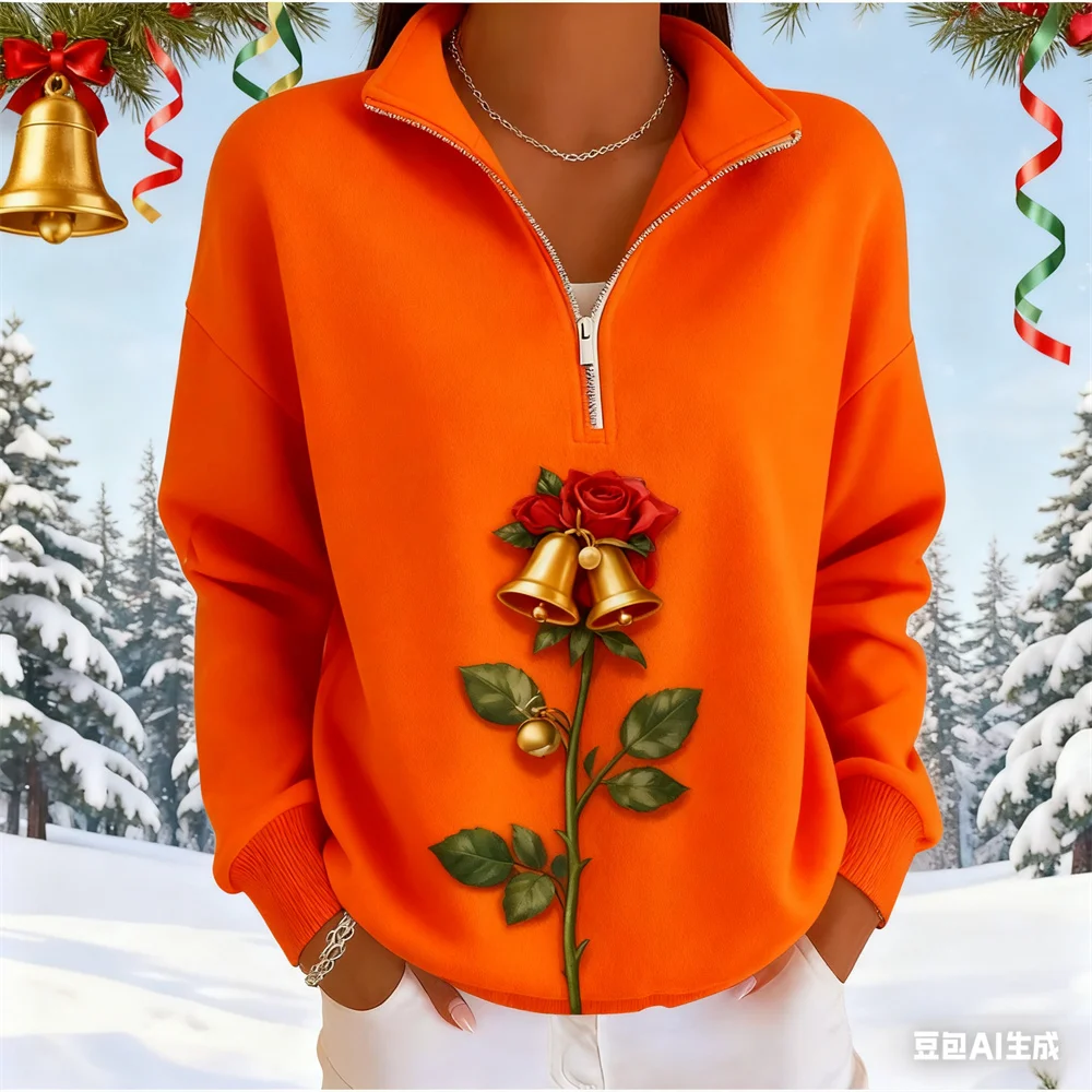 Felpa con cappuccio da donna natalizia 3D Felpe con zip con stampa modello simpatico animale domestico autunno e inverno abbigliamento donna novità in capispalla felpe con cappuccio donna