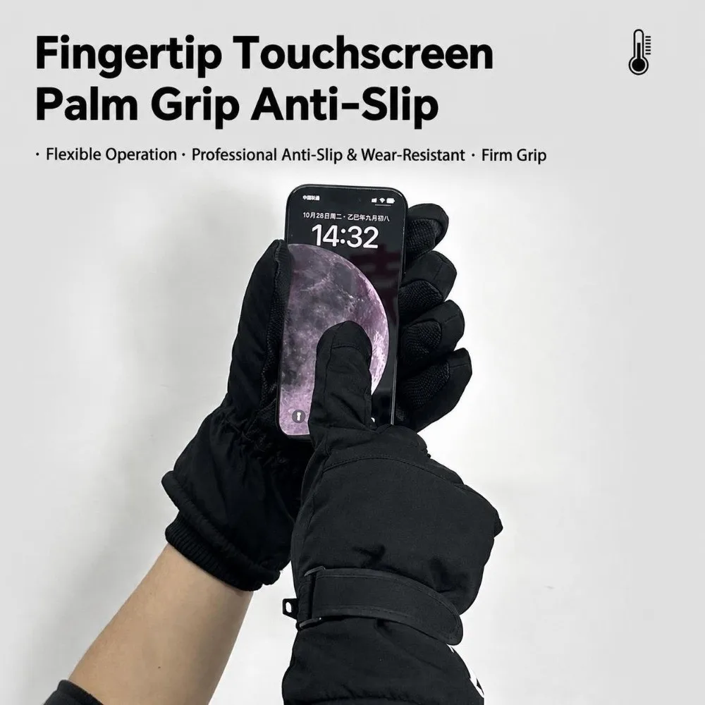 Trendy Windproof Skiing Gloves Keep Warm Cold-proof Outdoor Cycling gloves Full Palm Water Resistant Snow Gloves for Men Women
