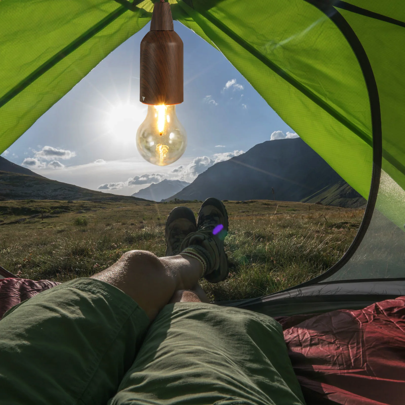 

Ball Shape Tent Hanging Bulb Light Portable Pull Rope Lamp Camping Christmas Powered Decorative Lighting